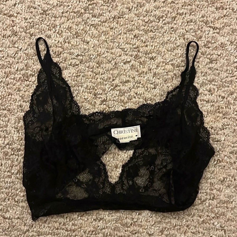 Sororite vintage lace top Black Lace Bralette lingerie brand Christine designer